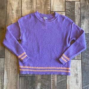 🆕 Purple Knit Sweater with peach Stripes